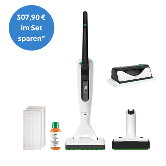 VK7 Akku Staubsauger SP7 Saugwischer VG100 PB7 Reinigungsflüssigkeit und Tücher Set Blauer Kreis 307 90 im Set sparen