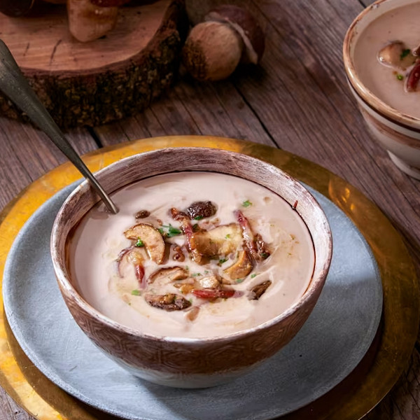 Vellutata di castagne con porcini
