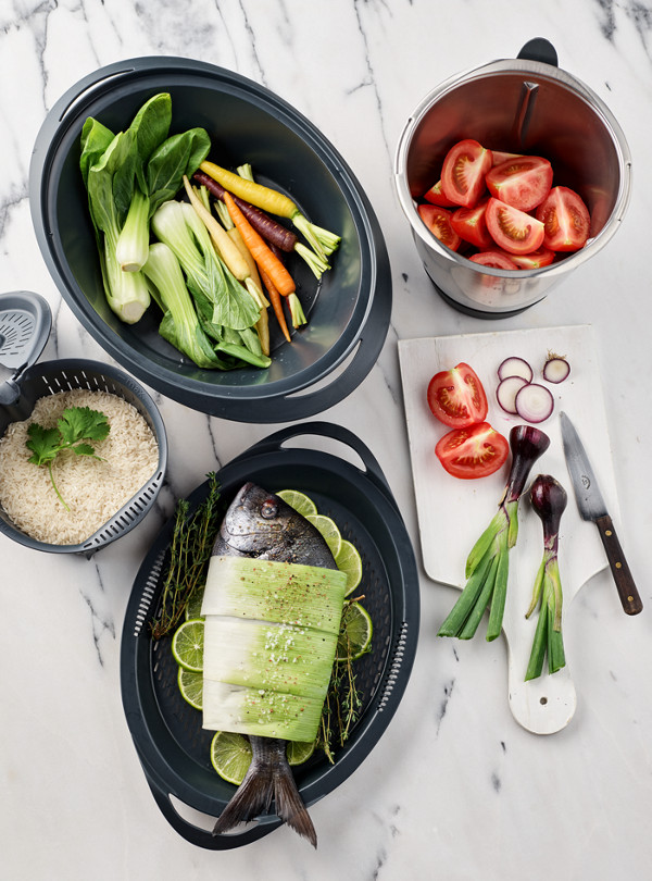 Puoi cuocere al vapore verdure, pesce e carne