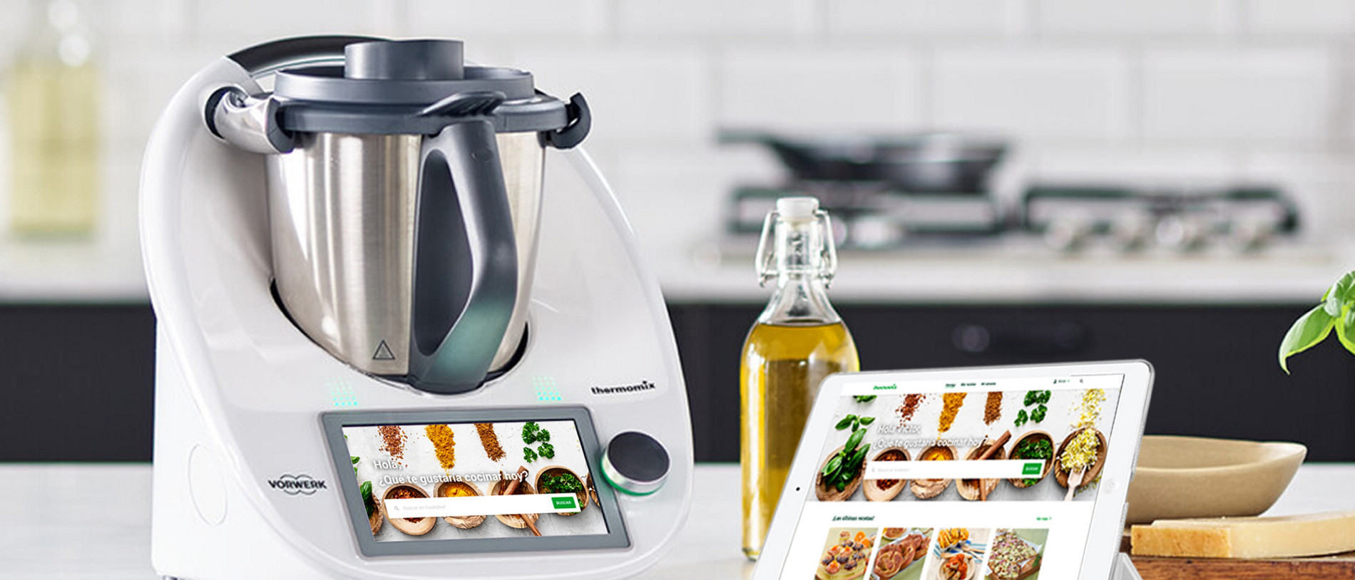 ES Thermomix TM6 kitchen tablet with cookidoo website