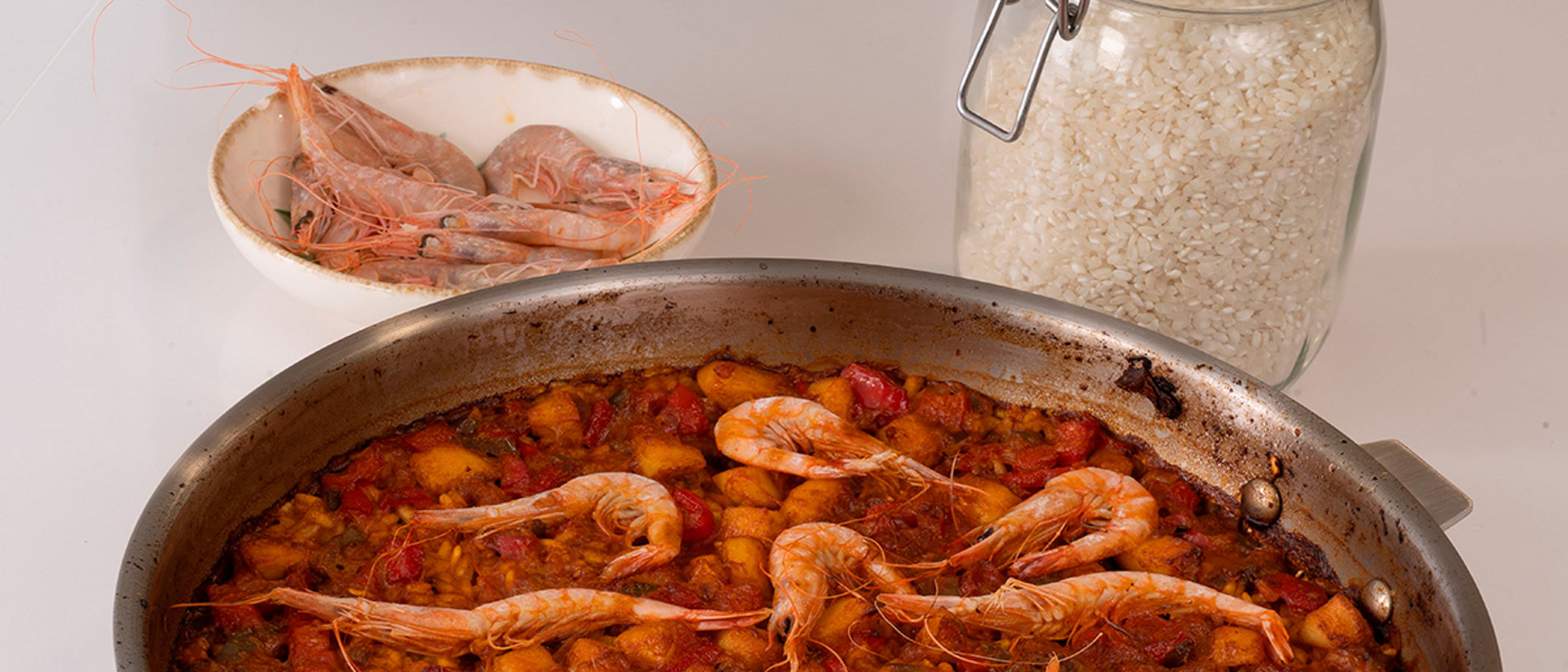 Arroz con calamares y gambas