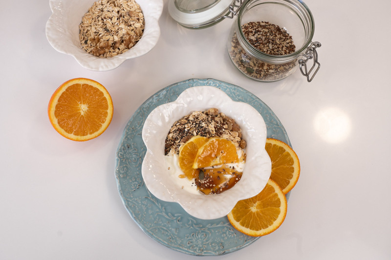 Bol de desayuno de naranja