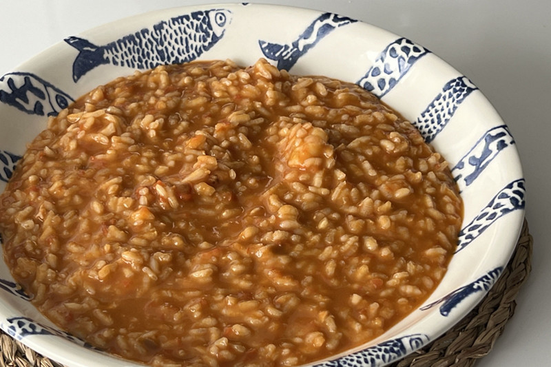 Caldero santapolero con gambas en Thermomix