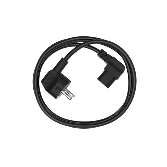 Câble d alimentation noir avec prise coudée adapté pour connecter des appareils électroménagers à une prise