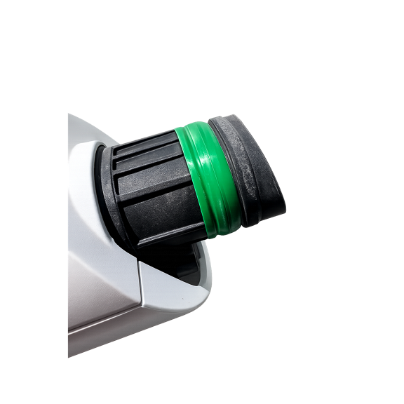 Gros plan sur la buse du nettoyeur de vitres Kobold VG100 avec anneau vert détail de la connexion