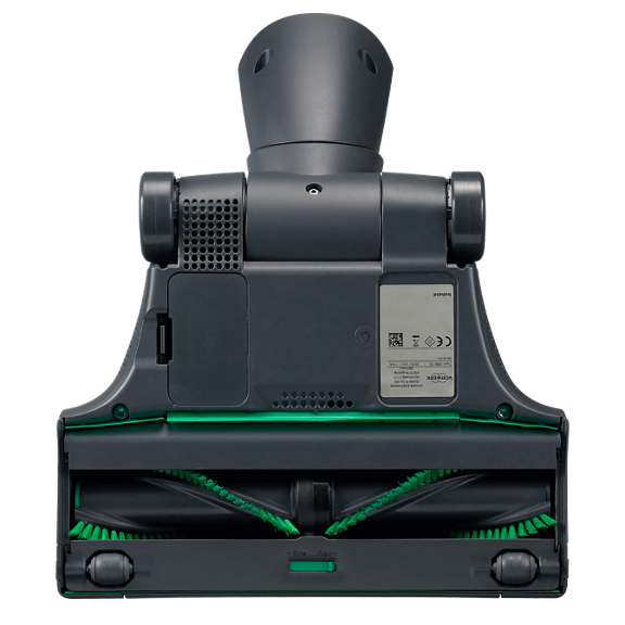 Vue dessous de l aspirateur sans fil Kobold VK7 avec brosseur automatique EB7 montrant rouleaux et brosses