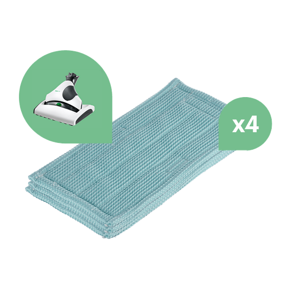 Lot de quatre lingettes bleu clair pour aspirateur laveur sans fil Kobold VK7 avec brosse DuoSpeed SP7