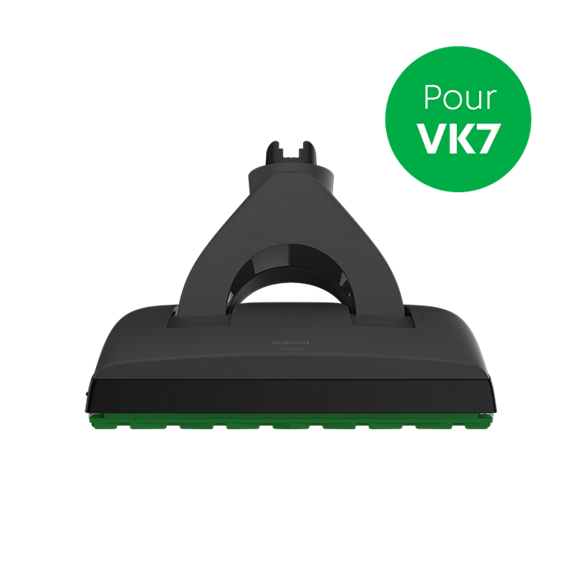 Brosse DuoSpeed SP7 noire pour aspirateur laveur sans fil Kobold VK7 vue de face pastille verte Pour VK7