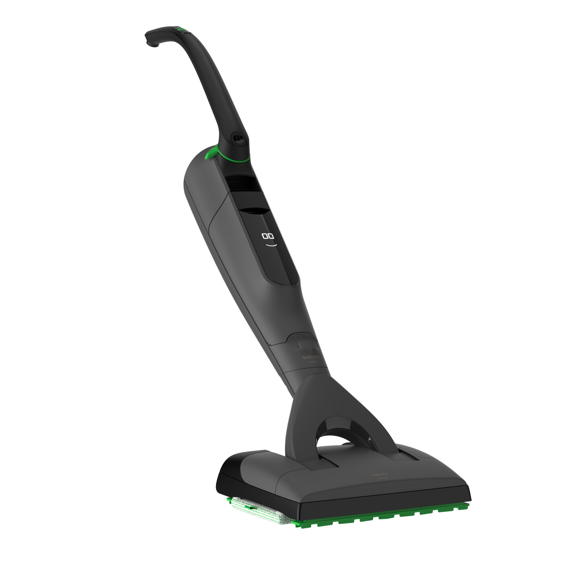 Aspirateur laveur sans fil Kobold VK7 avec brosse DuoSpeed SP7 Special Edition Black, vue en angle sur fond transparent.