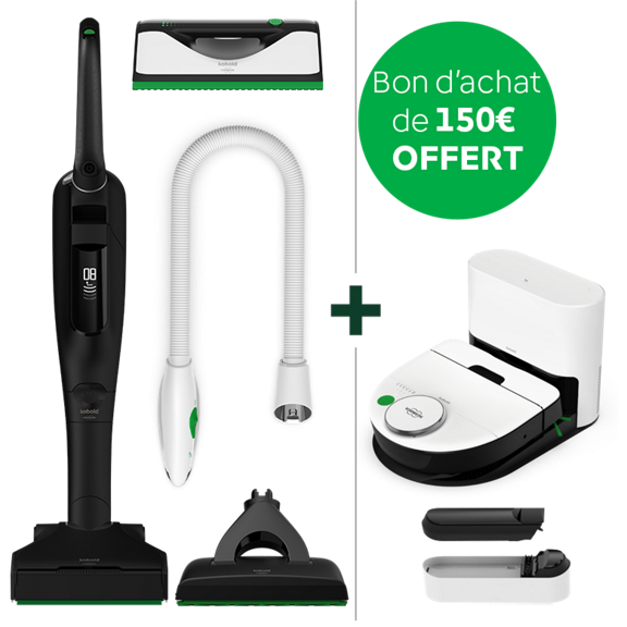 Aspirateur sans fil Kobold VK7 avec brosseur automatique EB7 Black Edition PB7 VG100 et robot aspirateur VR7 avec accessoires