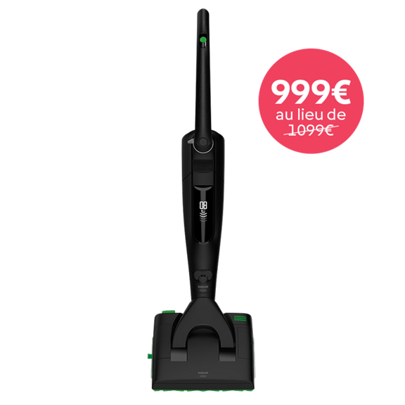 Aspirateur sans fil Kobold VK7 avec brosseur automatique EB7 Special Edition Black vue de face offre à 999 au lieu de 1099