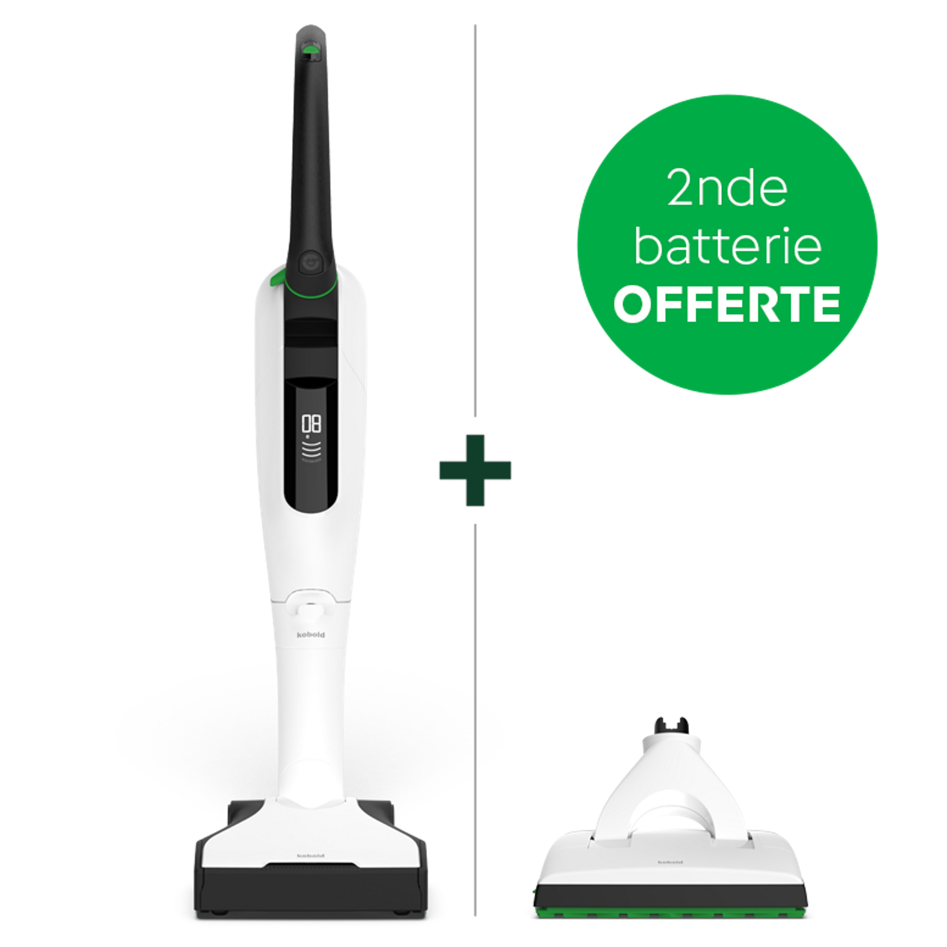 Aspirateur sans fil Kobold VK7 avec brosseur automatique EB7 et DuoSpeed SP7, 2nde batterie offerte.