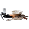 Kit de boulangerie avec banneton bocal tapis silicone coupe pâte lame planche et doublure en tissu