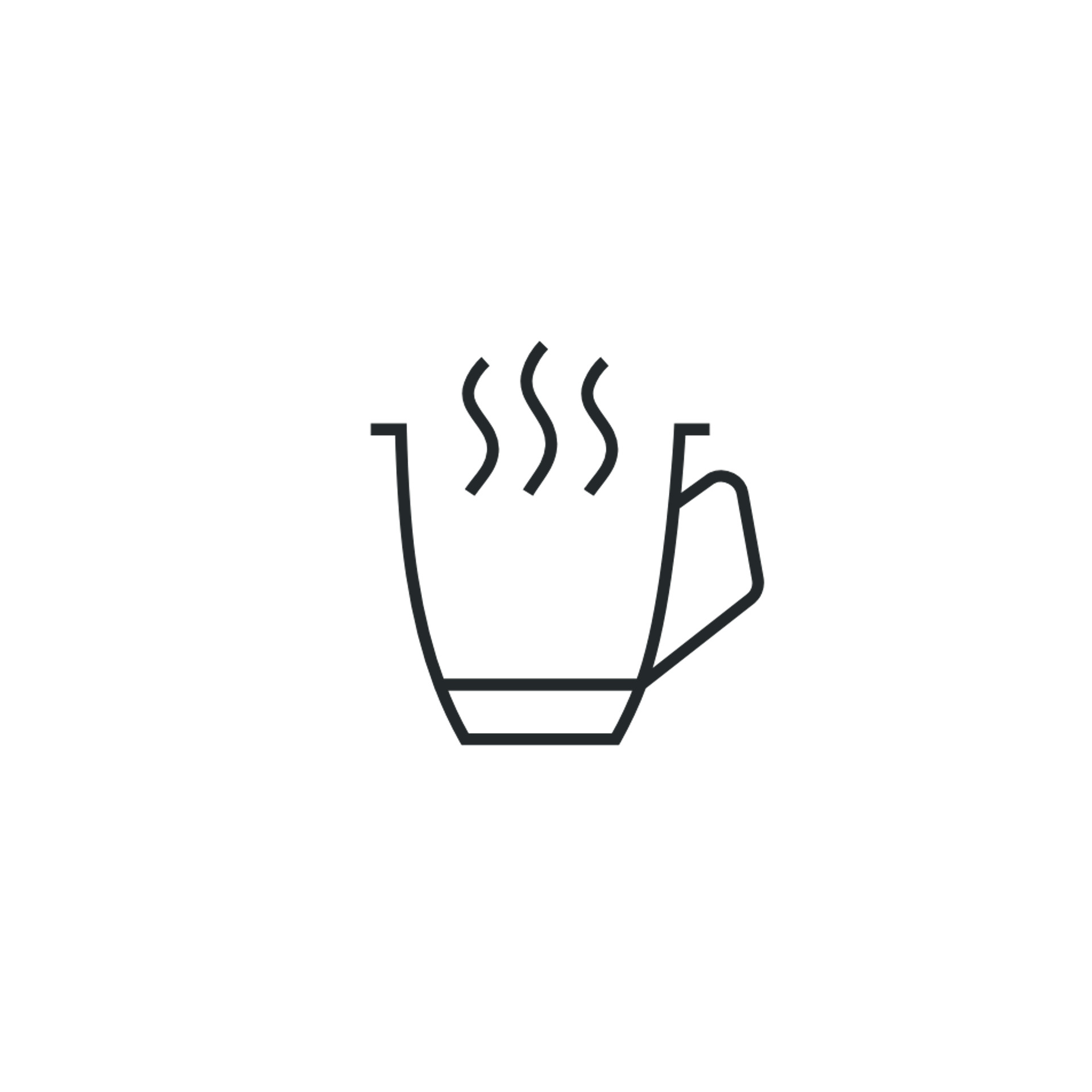 Icône tasse avec des lignes de vapeur, indique une boisson chaude ou fonction de chauffage.