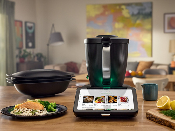 FR thermomix tm7 stand alone varoma plat riz legumes saumon