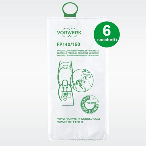 Sacchetti Filtro Premium Folletto FP140/150 - Conf. 6 pz
