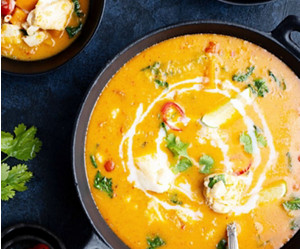 Fragrant Coconut Fish Soup with Sweet potato