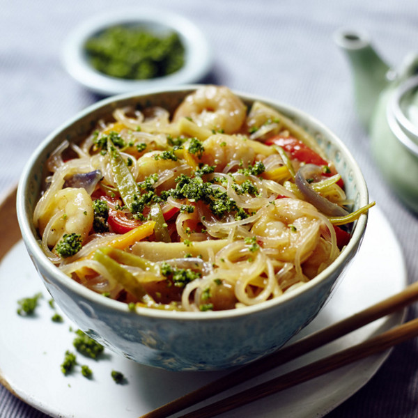 Garnelen Asia Style mit Glasnudeln