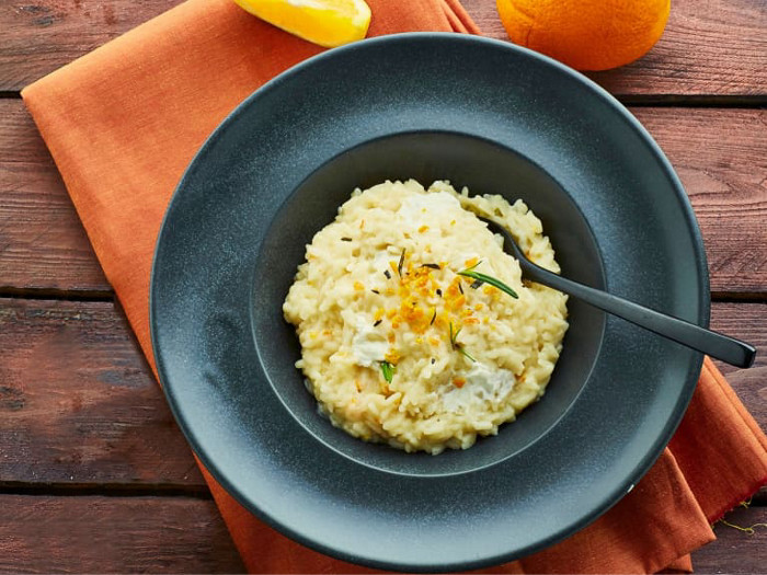 Risotto arancia, robiola e rosmarino