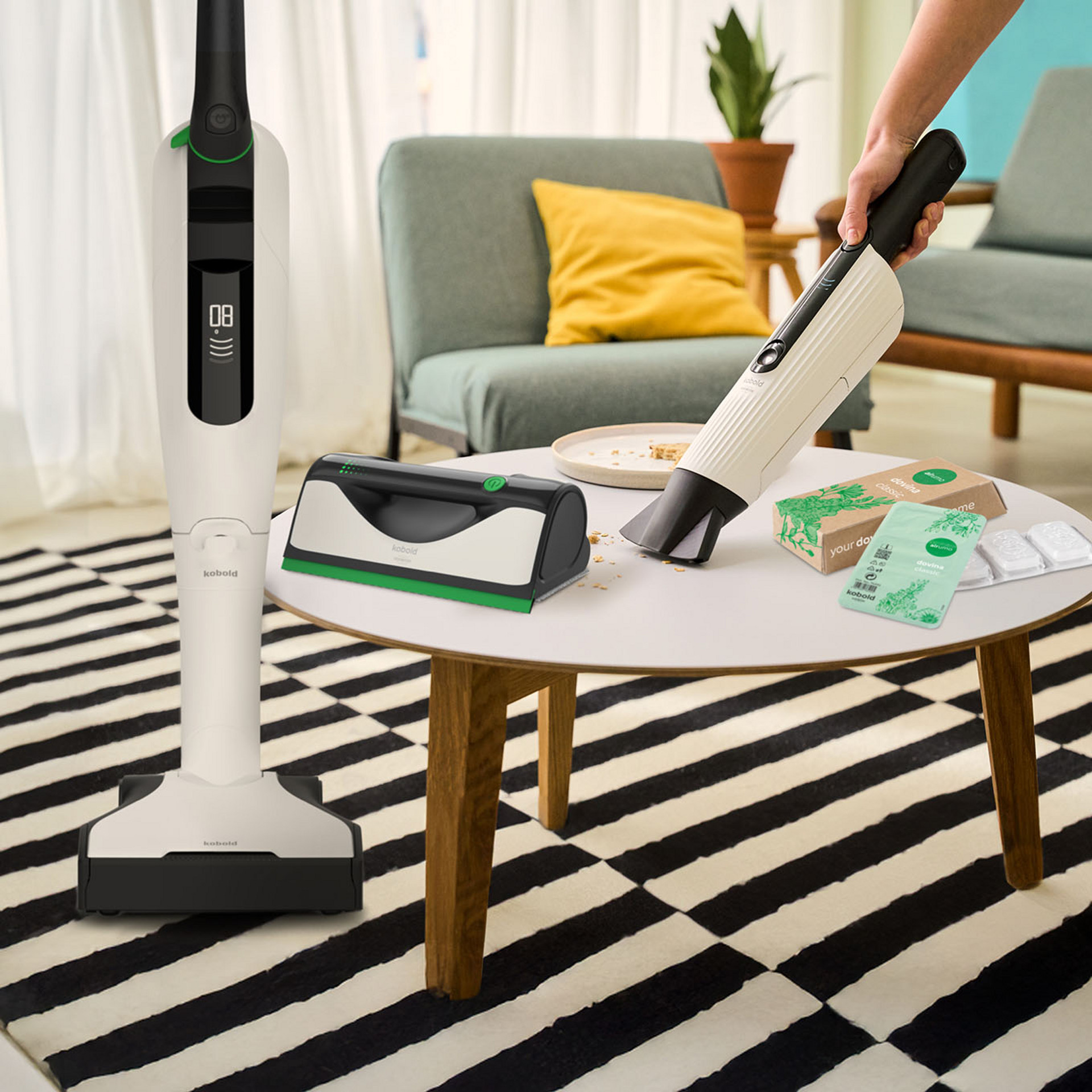 Kobold Reinigungsprodukte im Wohnzimmer