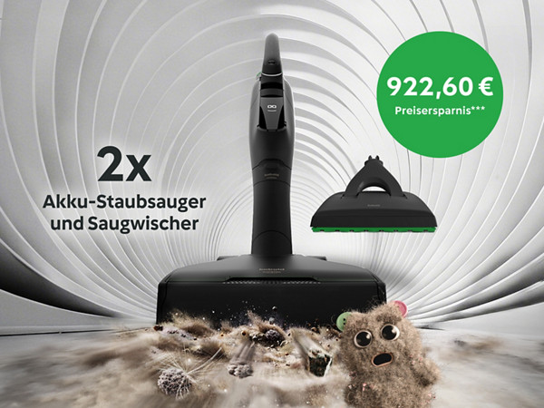 Kobold Akku-Saugwischer in weiß & Elektrobürsten Aufsatz