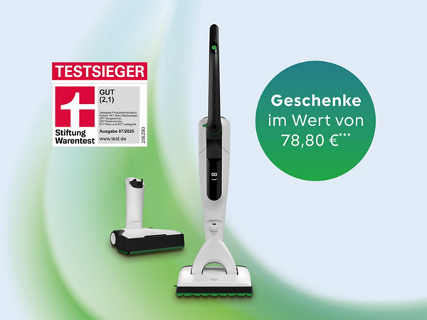 Akku-Staub- und Saugwischer, Testsieg, Geschenke im Wert von 78,80 €