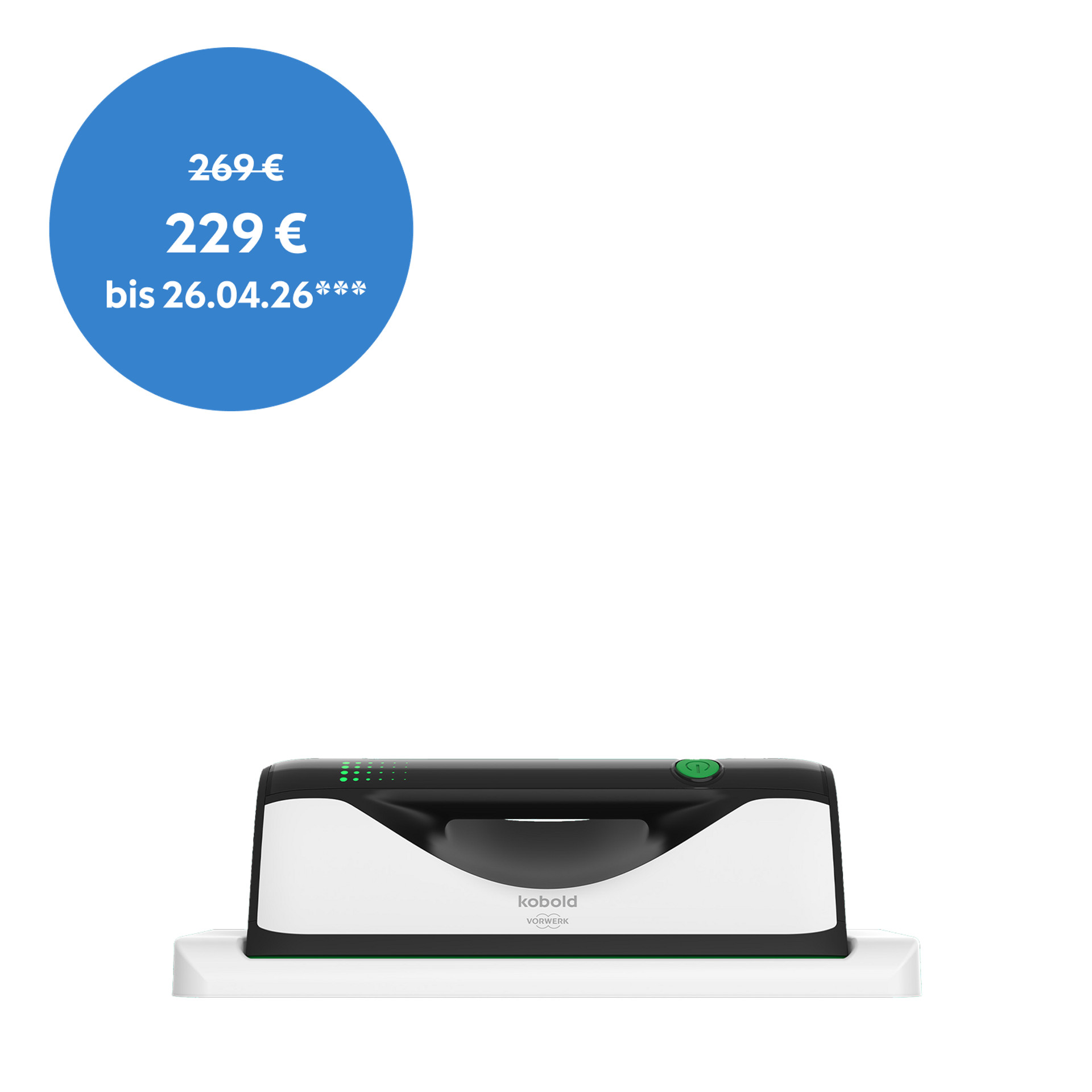 Kobold VG100+ Flächenreiniger mit einem Angebotspreis im blauen Kreis, gültig bis 26.04.26.