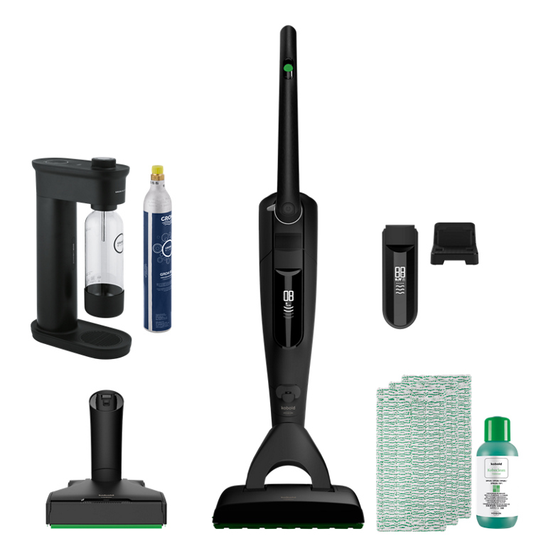 Vorwerk Kobold VK7 Akku-Staubsauger & Saugwischer Black (U) (inkl. GROHE Wassersprudler)