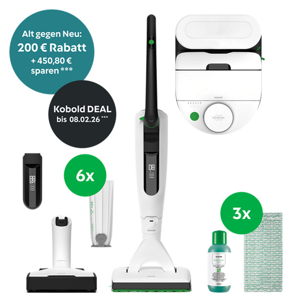 Alt gegen Neu: VK7 Akku-Staubsauger & Saugwischer & Saugroboter (200 € Rabatt)