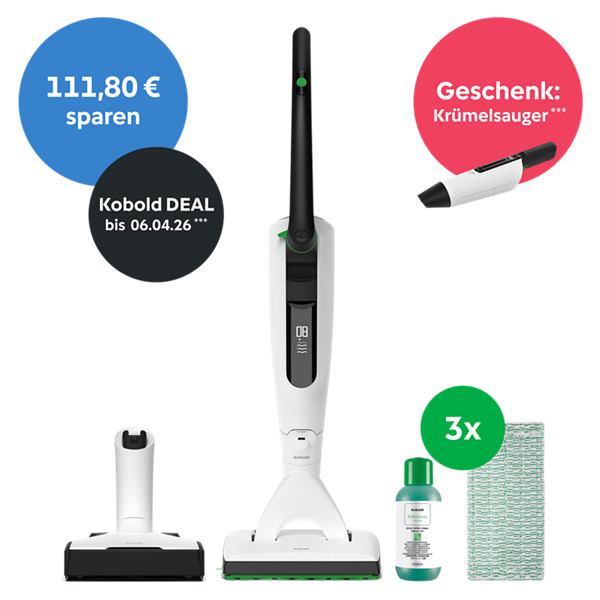 Kobold VK7 Akku-Staubsauger & Saugwischer inkl. VM7 Krümelsauger geschenkt