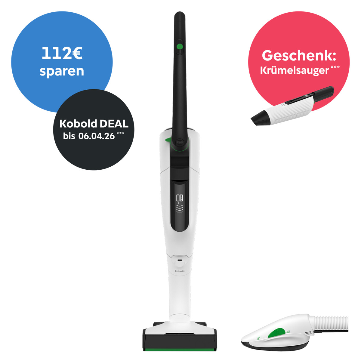 Kobold VK7 Akku-Staubsauger & Polster inkl. VM7 Krümelsauger geschenkt