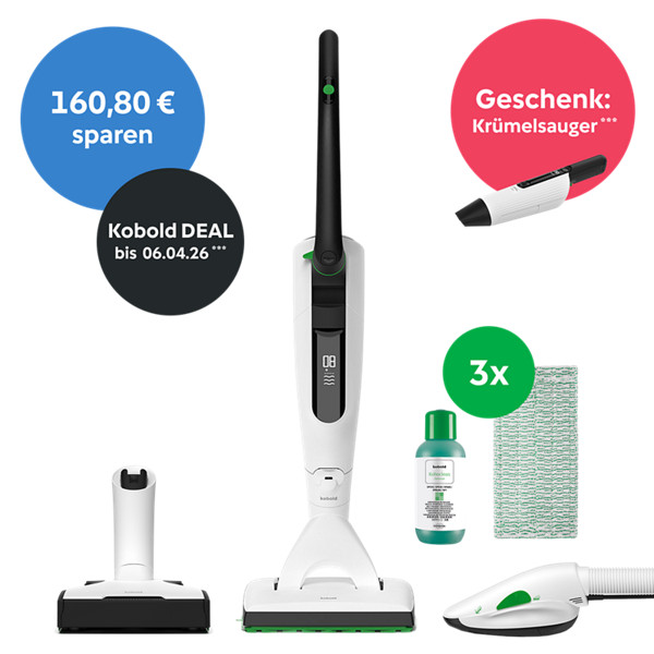  Kobold VK7 Akku-Staubsauger & Saugwischer & Polster inkl. VM7 Krümelsauger geschenkt