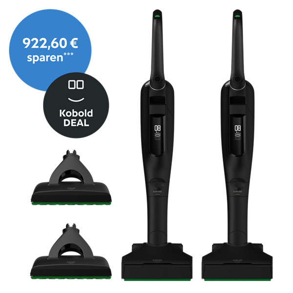 Kobold VK7 Doppelpack Akku-Staubsauger & Saugwischer Black