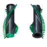 Two Kobold vacuum cleaner brush rollers with green bristles shown from different angles on a white background