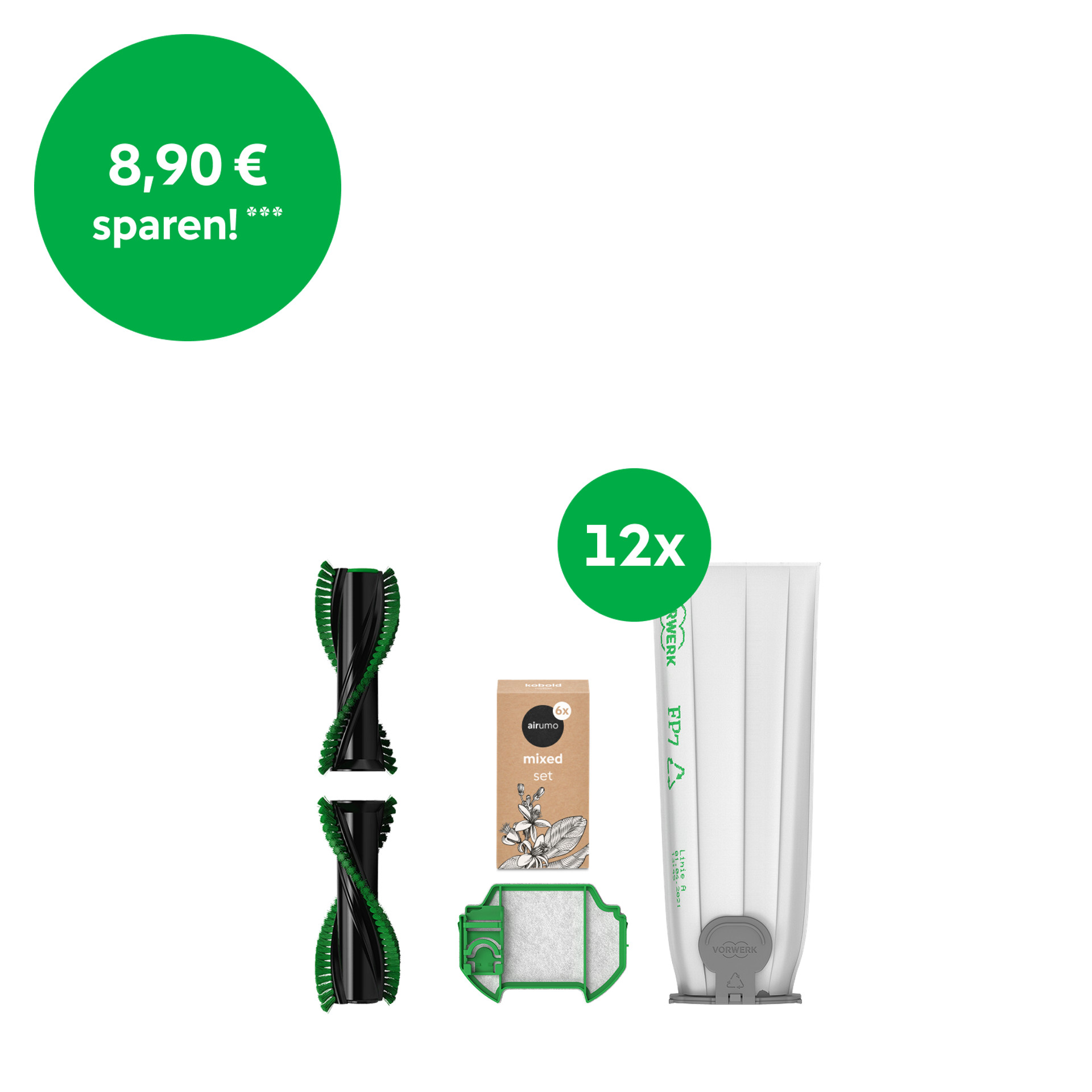 12x VK7 Staubsaugerbeutel Für Vorwerk Kobold FP7/VK7 + 3 Motorfilter & 1 Bürste - Premium Set