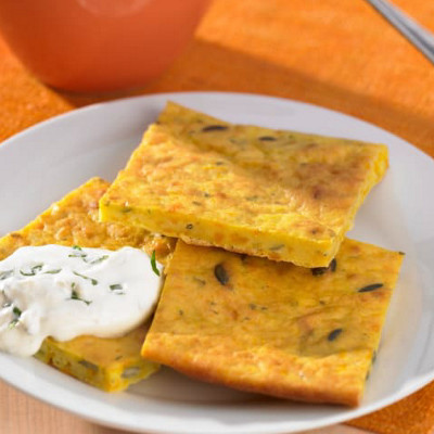 Kuerbispfannkuchen mit Petersilien-Dip