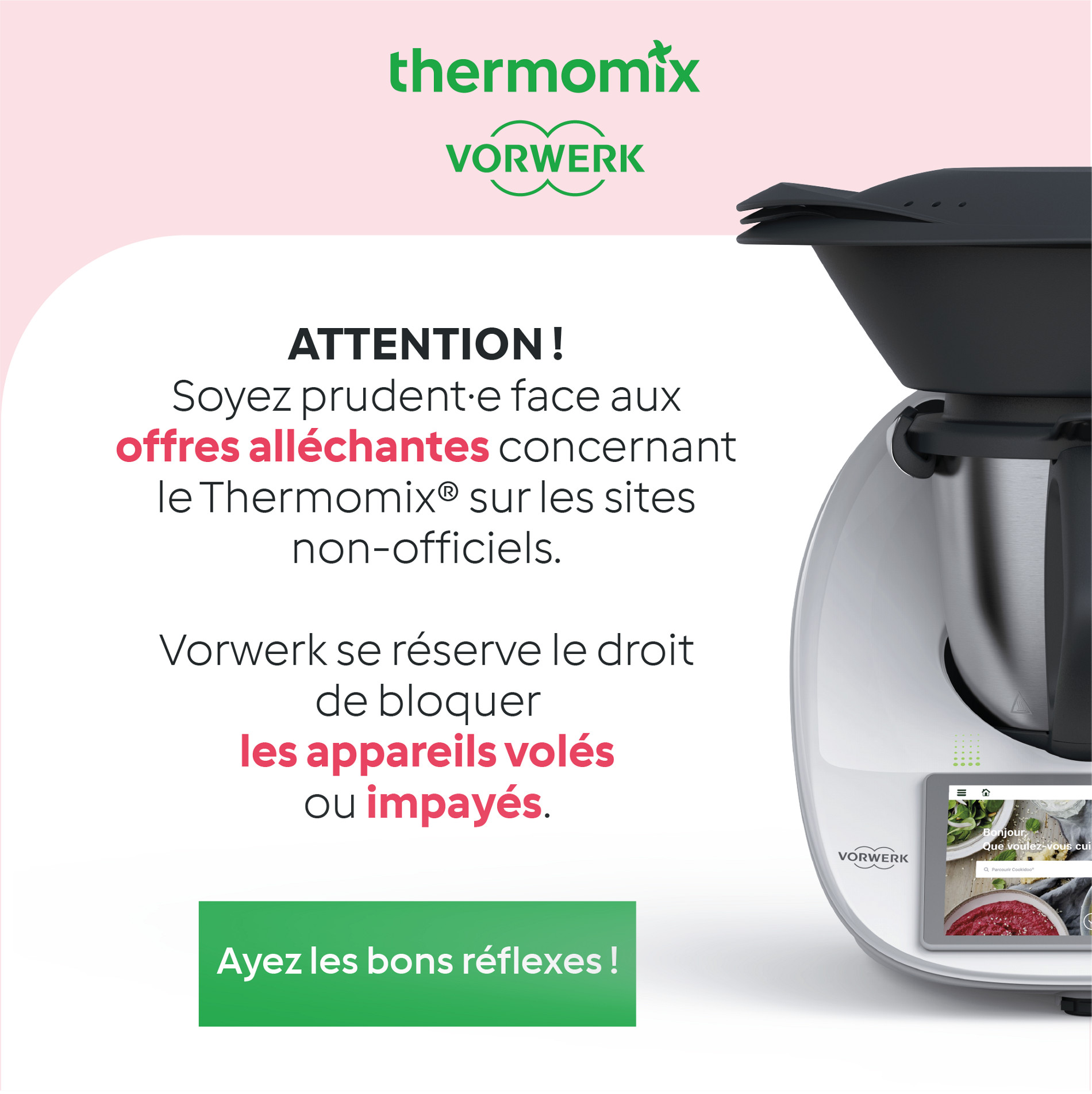 Thermomix Luxembourg - Chers clients, De plus en plus d'accessoires  Thermomix sont proposés par des fabricants externes en supplément ou en  remplacement des accessoires Vorwerk Thermomix d'origine. Nous vous  recommandons d'utiliser uniquement