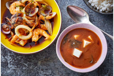 Miso soup Sake seafood with rice ID90383 landscape lpr