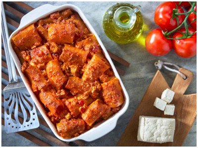 Pasta gratinata ragu tofu