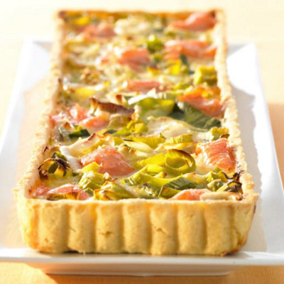 Quiche mit Porree und Raeucherlachs