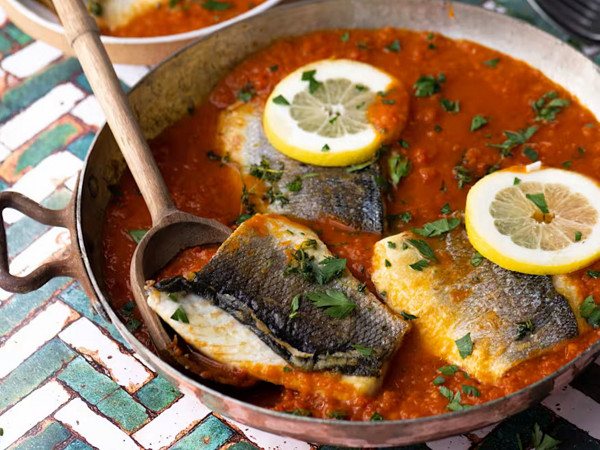 Merluzzo in salsa di pomodoro.