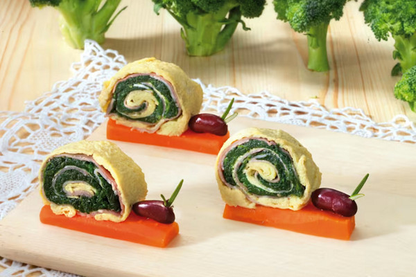 Lumachine farcite con spinaci e prosciutto.