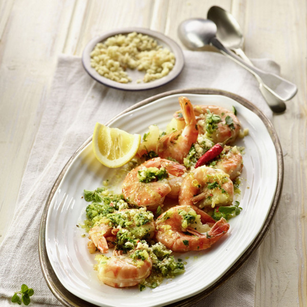 Riesengarnelen  in Congac und Knoblauch