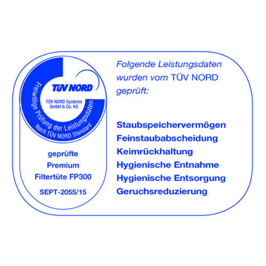 TÜV-Nord zertifizierte Staubsauger-Filtertüten