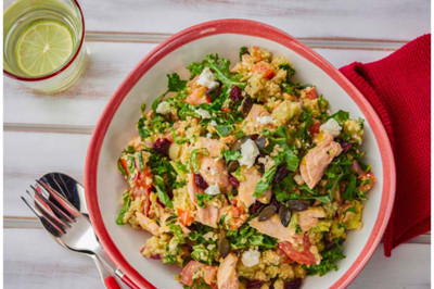 Salmon quinoa feta and mixed vegetable salad ID90165 landscape lpr