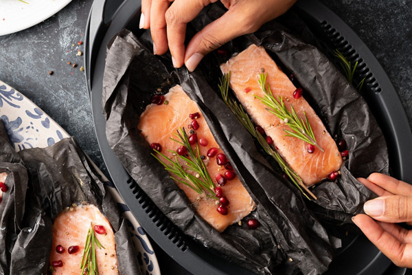 Salmon with romanesco  orange sauce and pomegranate glaze ID779460 var 11 medium