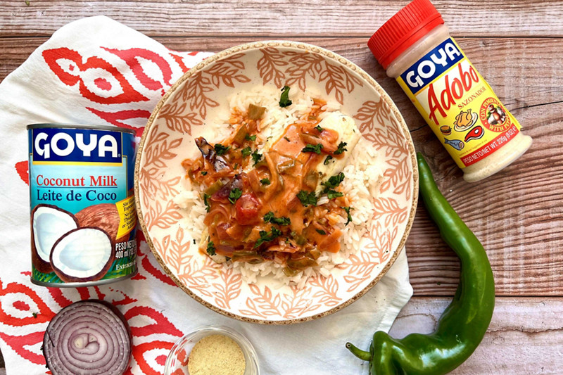 Pescado en salsa de coco con Goya