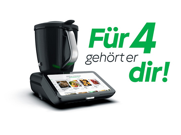 Thermomix TM7 auf weiß mit Text für 4 gehört er dir
