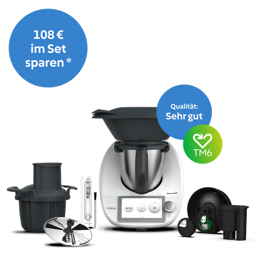 Thermomix TM6 mit Varoma Gemüse Styler Sensor Messerabdeckung mit Peeler und Zubehörset blaue Rabatt und Qualitätslabels