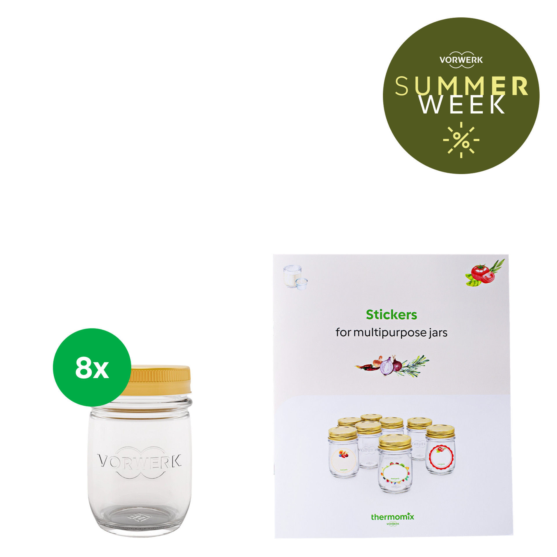 Thermomix® Einmachgläser (8 Stk.) mit Etiketten